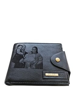 Portofel Personalizat cu poza e14, barbati, piele, cu capsa, negru
