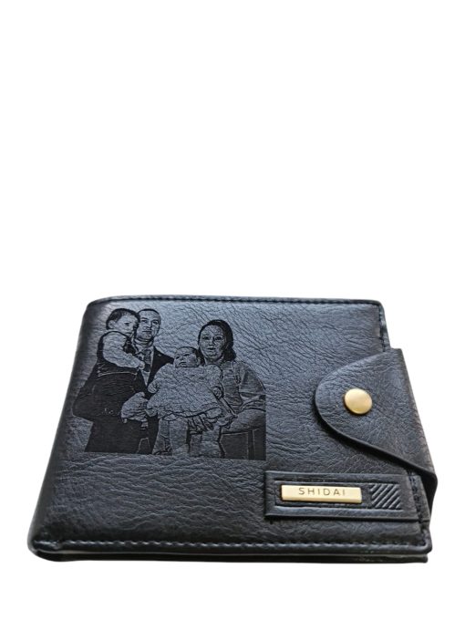 Portofel Personalizat cu poza e14, barbati, piele, cu capsa, negru