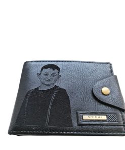 Portofel Personalizat cu poza e15, barbati, piele, cu capsa, negru