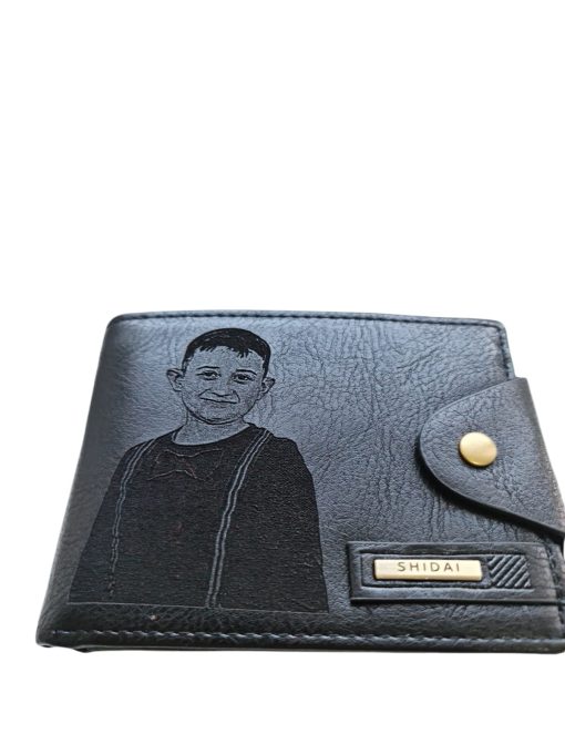 Portofel Personalizat cu poza e15, barbati, piele, cu capsa, negru