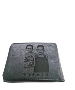 Portofel Personalizat cu poza e16, barbati, piele, cu capsa, negru