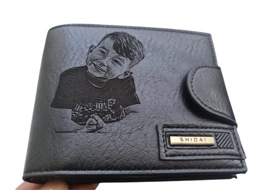 Portofel Personalizat cu poza e18, barbati, piele, cu capsa, negru