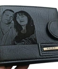 Portofel Personalizat cu poza e19, barbati, piele, cu capsa, negru