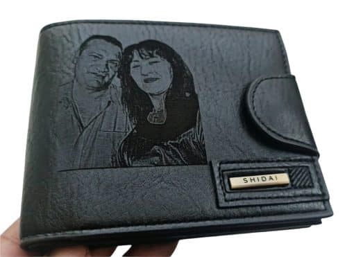 Portofel Personalizat cu poza e19, barbati, piele, cu capsa, negru