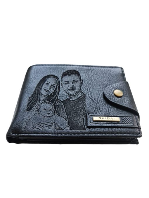 Portofel Personalizat cu poza e22, barbati, piele, cu capsa, negru