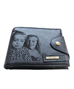 Portofel Personalizat cu poza e25, barbati, piele, cu capsa, negru