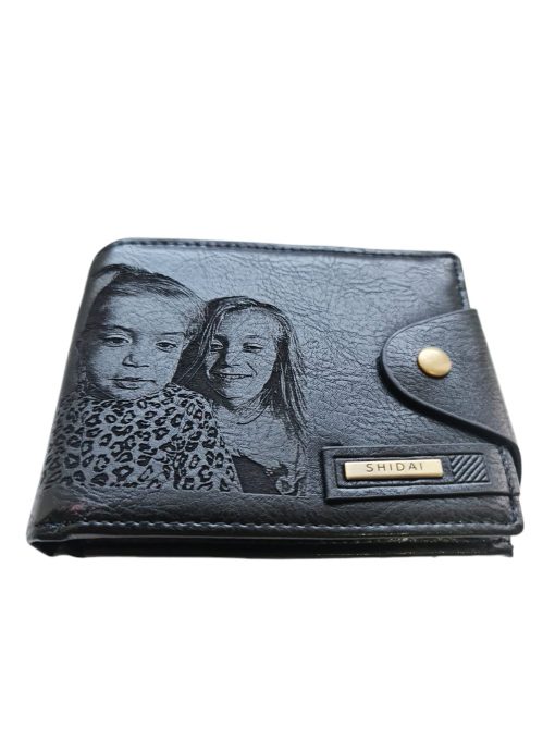Portofel Personalizat cu poza e25, barbati, piele, cu capsa, negru