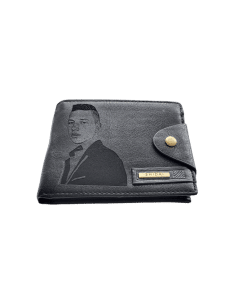 Portofel Personalizat cu poza e26, barbati, piele, cu capsa, negru