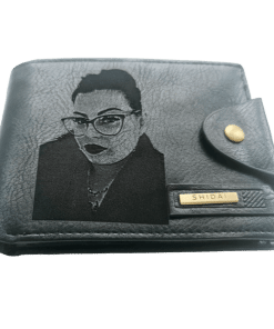 Portofel Personalizat cu poza e27, barbati, piele, cu capsa, negru