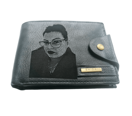 Portofel Personalizat cu poza e27, barbati, piele, cu capsa, negru