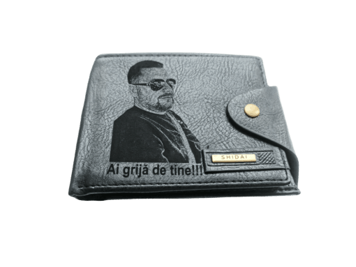 Portofel Personalizat cu poza e28, barbati, piele, cu capsa, negru