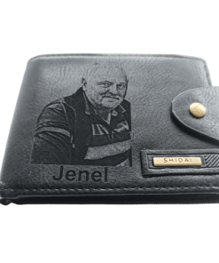 Portofel Personalizat cu poza e29, barbati, piele, cu capsa, negru