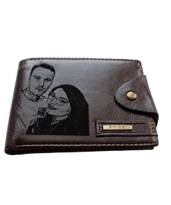 Portofel Personalizat cu poza e32, barbati, piele, cu capsa, maro