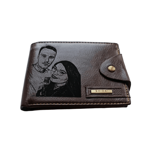 Portofel Personalizat cu poza e32, barbati, piele, cu capsa, maro