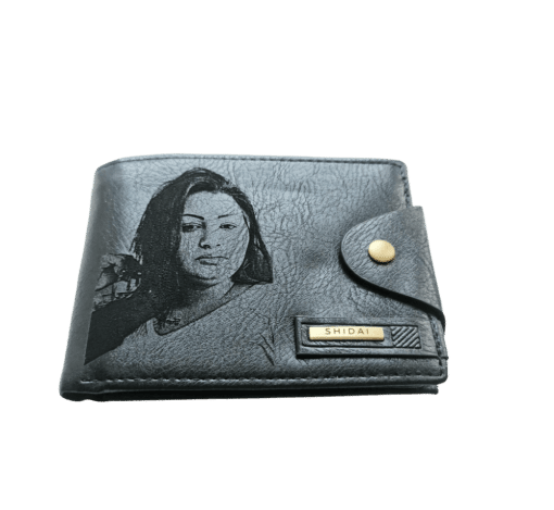 Portofel Personalizat cu poza e33, barbati, piele, cu capsa, negru