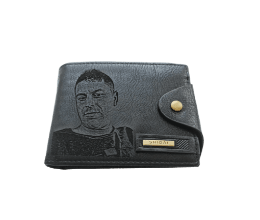 Portofel Personalizat cu poza e34, barbati, piele, cu capsa, negru