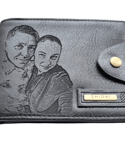 Portofel Personalizat cu poza e37, barbati, piele, cu capsa, negru