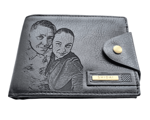 Portofel Personalizat cu poza e37, barbati, piele, cu capsa, negru