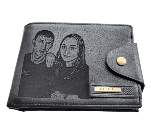 Portofel Personalizat cu poza e38, barbati, piele, cu capsa, negru