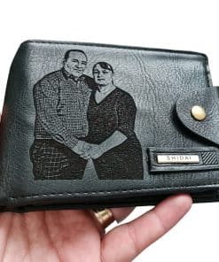 Portofel Personalizat cu poza e42, barbati, piele, cu capsa, negru