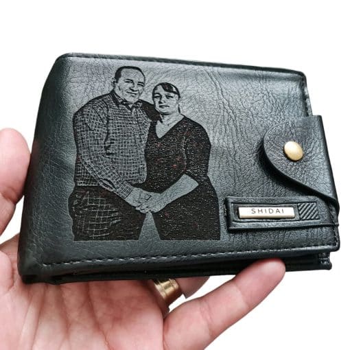 Portofel Personalizat cu poza e42, barbati, piele, cu capsa, negru