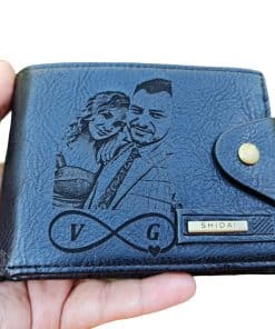 Portofel Personalizat cu poza e43, barbati, piele, cu capsa, negru