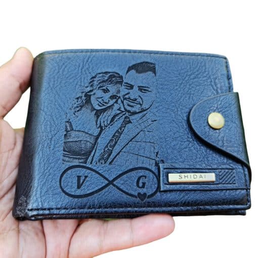 Portofel Personalizat cu poza e43, barbati, piele, cu capsa, negru
