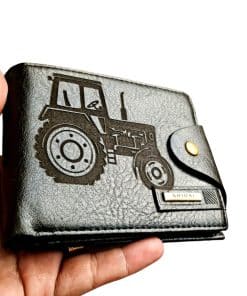 Portofel Personalizat cu poza e49 tractor, barbati, piele , cu capsa, negru