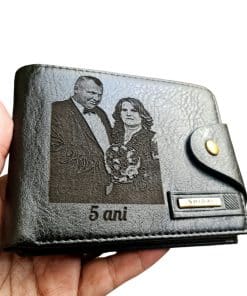 Portofel Personalizat cu poza e50 5 ani, barbati, piele , cu capsa, negru