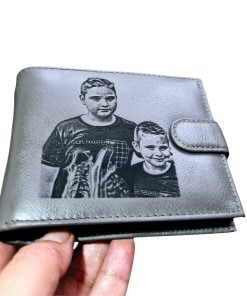 Portofel Personalizat cu poza, barbati, piele naturala , gri