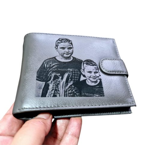 Portofel Personalizat cu poza, barbati, piele naturala , gri