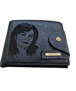 Portofel Personalizat cu poza e1, barbati, piele , cu capsa, negru