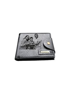 Portofel Personalizat cu poza e5, barbati, piele , cu capsa, negru