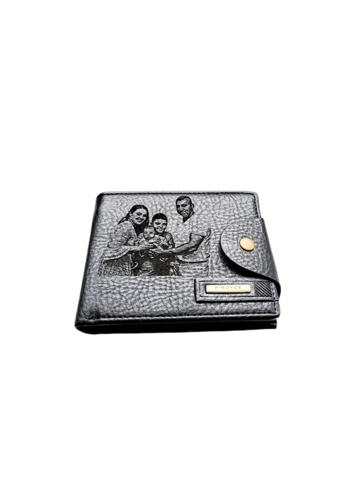 Portofel Personalizat cu poza e5, barbati, piele , cu capsa, negru