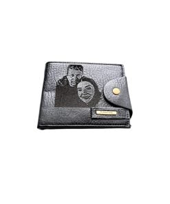 Portofel Personalizat cu poza e6, barbati, piele , cu capsa, negru