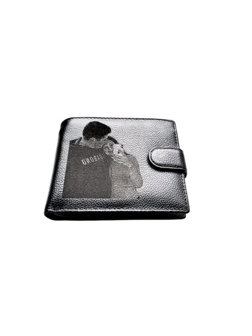 Portofel Personalizat cu poza 4, barbati, piele naturala , negru