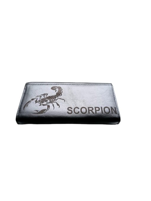 Portofel Personalizat 'Scorpion pnnd', dama, piele naturala, negru