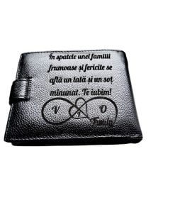 Portofel Personalizat 'Sot minunat', barbati, piele naturala , negru