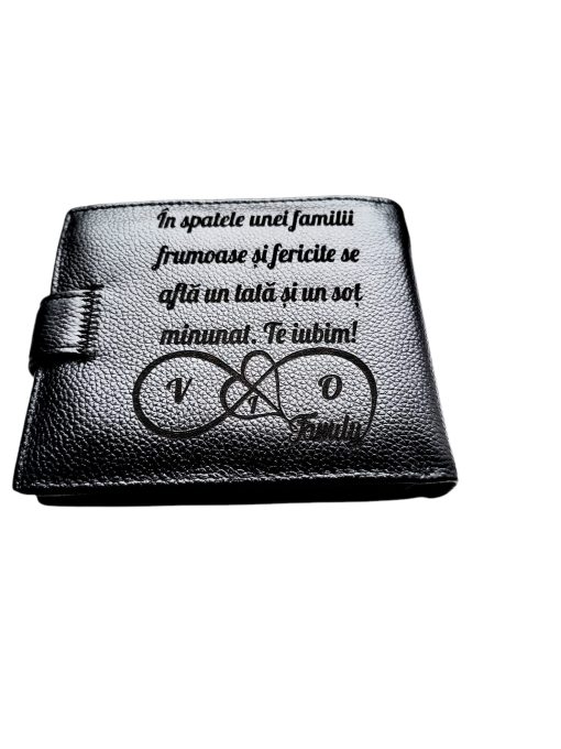 Portofel Personalizat 'Sot minunat', barbati, piele naturala , negru