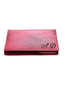 Portofel Personalizat initiale pnrd, dama, piele naturala, rosu
