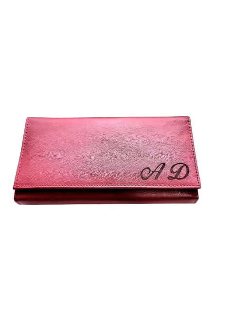 Portofel Personalizat initiale pnrd, dama, piele naturala, rosu