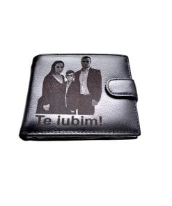 Portofel Personalizat 'Te iubim', barbati, piele naturala , negru