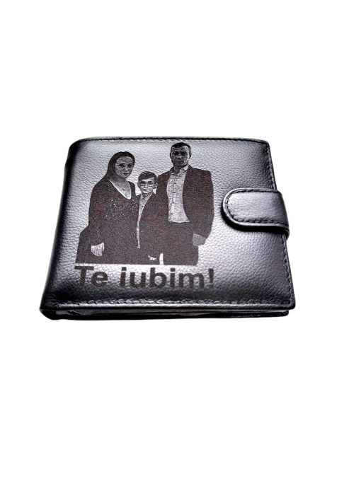 Portofel Personalizat 'Te iubim', barbati, piele naturala , negru