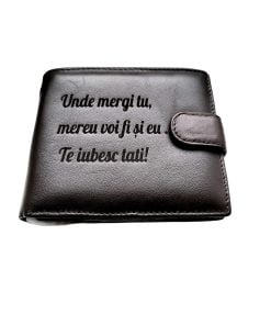 Portofel Personalizat 'Te iubesc pnmb', barbati, piele naturala , maro