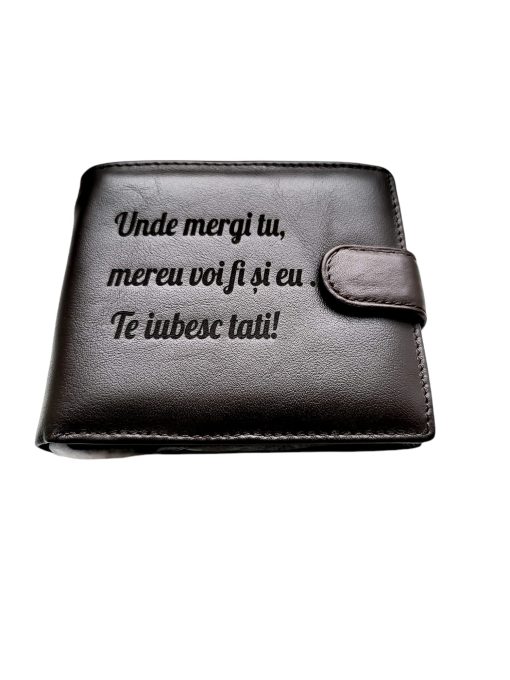 Portofel Personalizat 'Te iubesc pnmb', barbati, piele naturala , maro