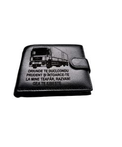 Portofel Personalizat 'Condu prudent', barbati, piele naturala , negru