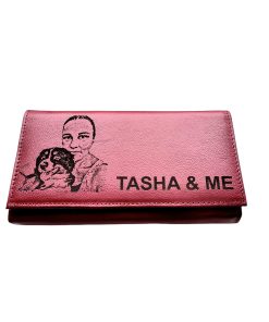 Portofel Personalizat poza si text , dama, piele naturala, rosu