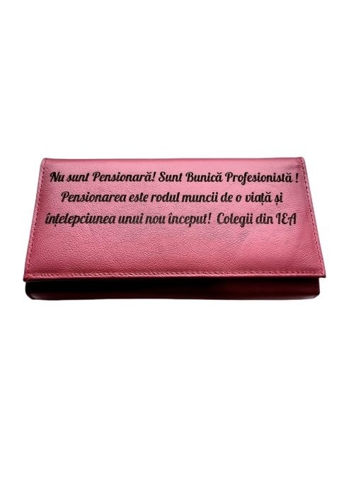 Portofel Personalizat 'Sunt bunica' , dama, piele naturala, rosu