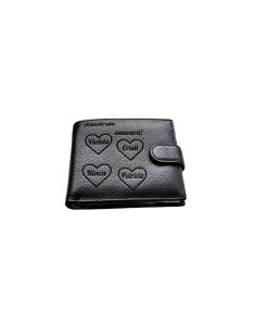 Portofel Personalizat cu poza 8, barbati, piele naturala , negru
