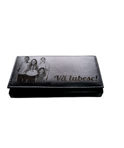 Portofel Personalizat 'Va iubesc', dama, piele naturala, negru